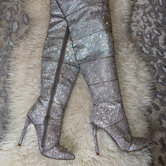 Crystal knee high boots - Picture 1 of 7